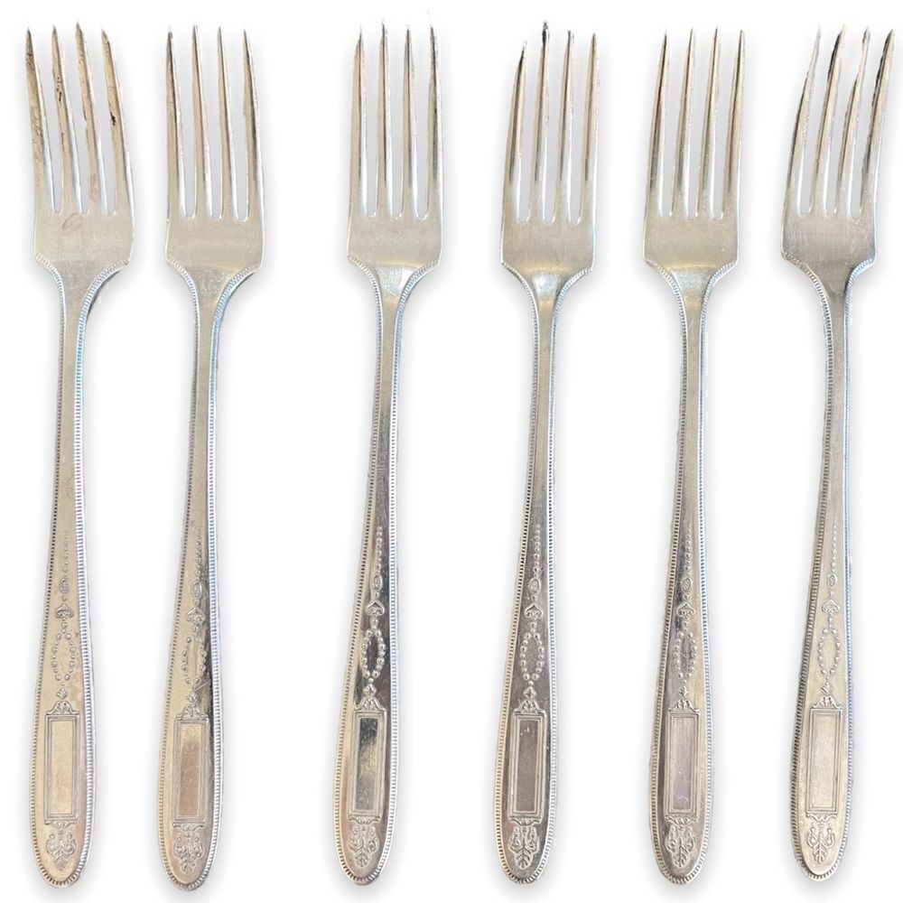 Antique 1921 Oneida Community Plate Grosvenor Grille Forks Set of 6 No Monogram